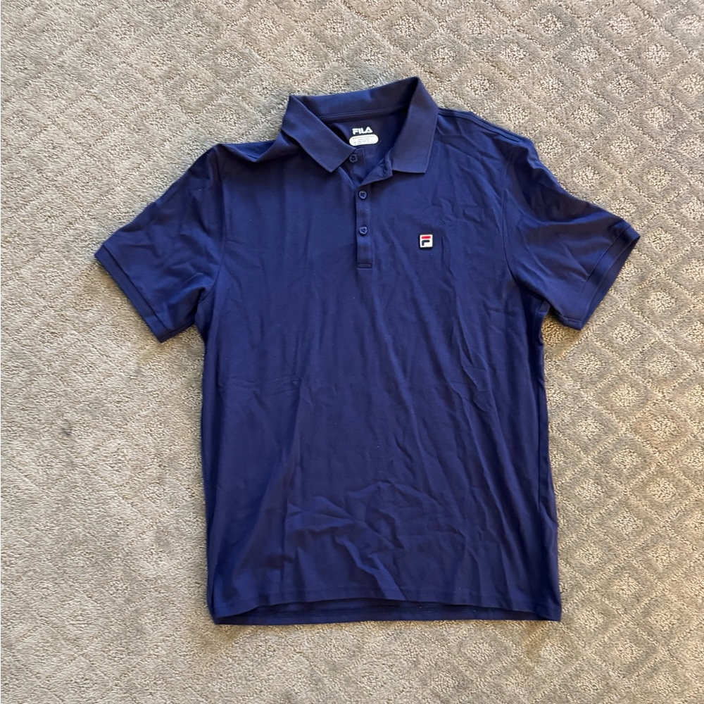 Men’s Fila Navy Blue Logo Polo Golf Shirt Size M